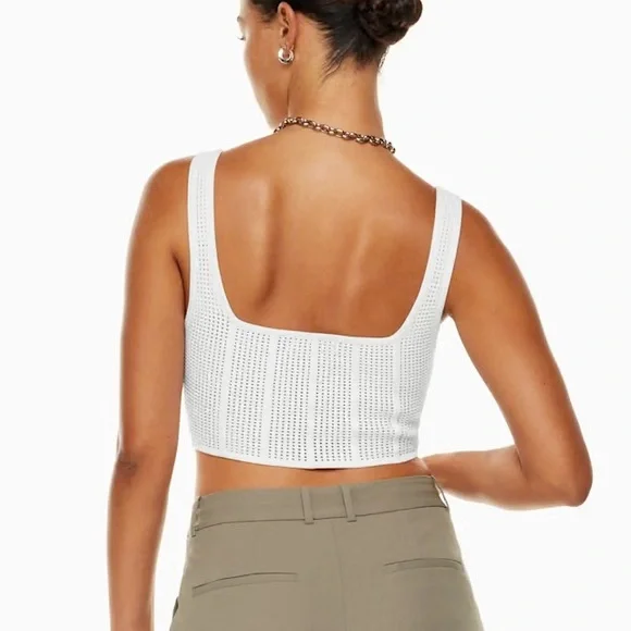 Babaton Sculpt Knit Squareneck Cropped Tank in White - Picture 3 of 9